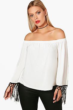 Boohoo Plus Emily Tassel Trim Top