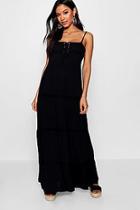 Boohoo Eliza Lace Insert Tiered Maxi Dress