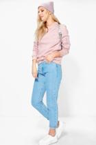 Boohoo Kate 32' Leg Mid Rise Boyfriend Jeans Blue