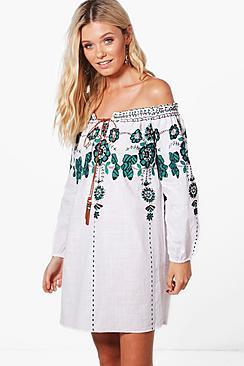 Boohoo Danielle Printed Off The Shoulder Floral Shift Dress