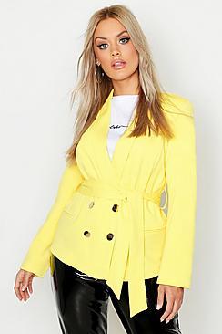 Boohoo Plus Double Breasted Wrap Blazer