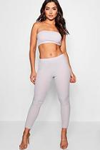 Boohoo Bandeau Crop Legging Knitted Set