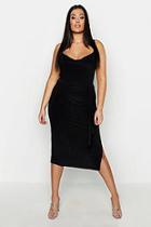 Boohoo Plus Cowl Neck Tie Waist Midi Dress