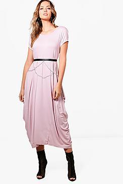 Boohoo Kara Cap Sleeve Jersey Oversized Maxi Dress