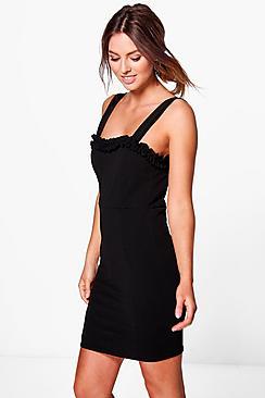 Boohoo Sade Frill Neck Bodycon Dress