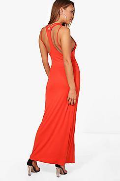 Boohoo Frances Split Strappy Back Maxi Dress