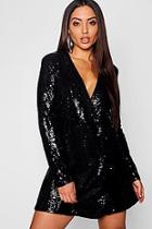 Boohoo Sequin Wrap Over Blazer Dress