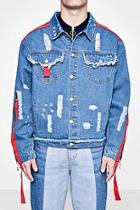 Boohoo Tyga Zip And Tape Detail Distressed Denim Jacket