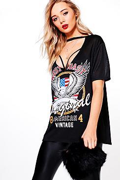 Boohoo Freya Eagle Print Knitted T-shirt