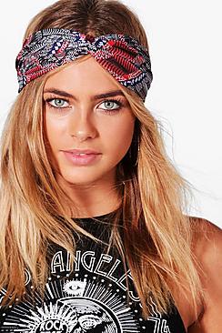 Boohoo Isabelle Multi Colour Aztec Print Turban Headband