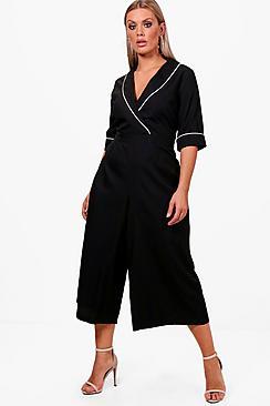 Boohoo Plus Amber Tailored Culotte Jumpsuit