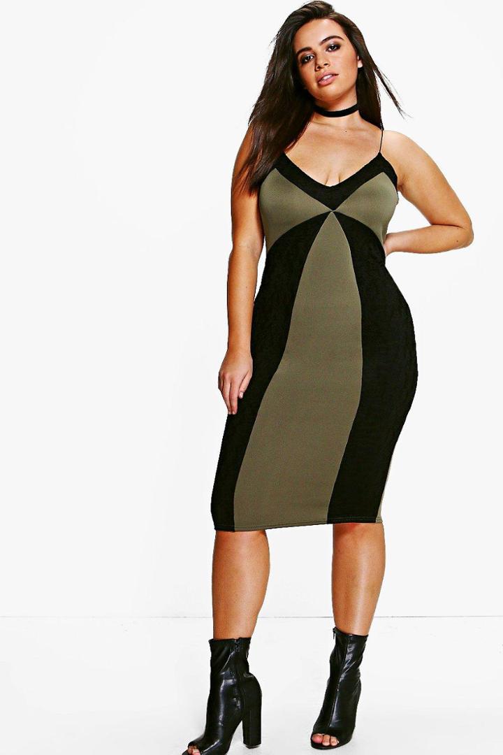 Boohoo Plus Nina Panel Lace Midi Dress Multi