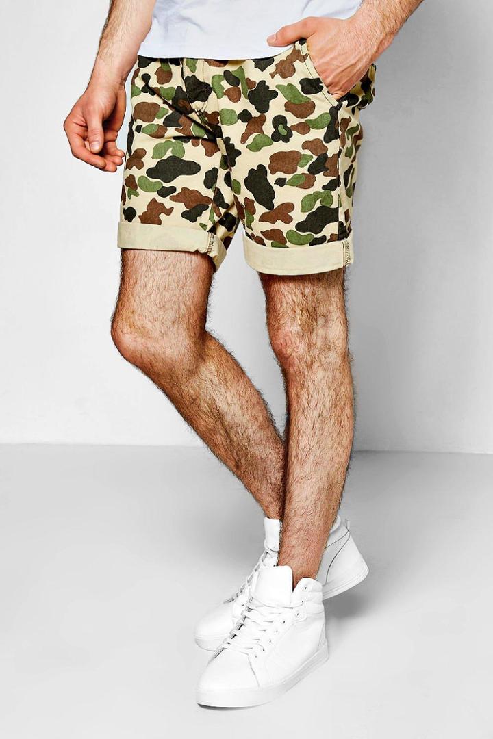 Boohoo Camo Chino Shorts Khaki