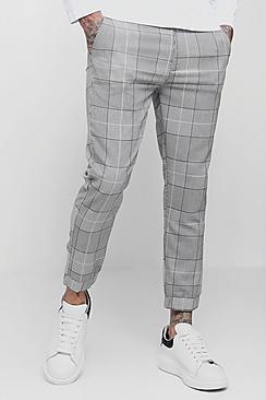Boohoo Smart Window Pane Checked Cuffed Cropped Jogger