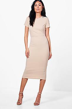 Boohoo Fitted Midi Tailored Dress
