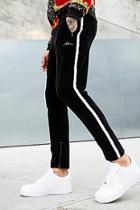 Boohoo Velour Man Joggers With Side Tape