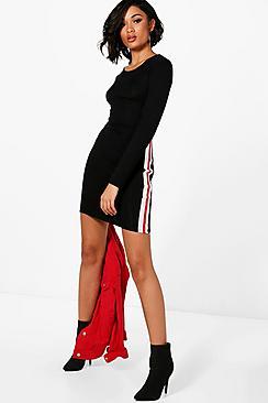 Boohoo Melissa Sports Stripe Bodycon Dress