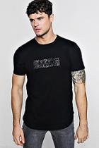 Boohoo Man Caviar Beaded Curve Hem T-shirt