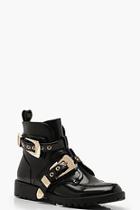 Boohoo Chunky Buckle Ankle Boots