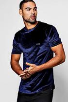 Boohoo Man Velour T-shirt In Muscle Fit