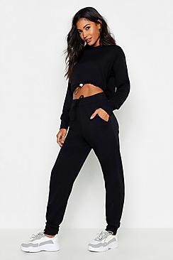 Boohoo Crop Toggle Detail Lounge Set