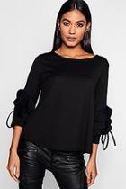 Boohoo Annie Tie Ruffle Sleeve Blouse