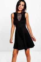 Boohoo Jackie Deep V Mesh Panel Dress