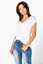 Boohoo Lisa V Neck Oversized Slub T-shirt