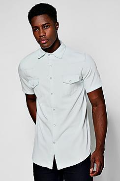 Boohoo Short Sleeve Denim Western Shirt