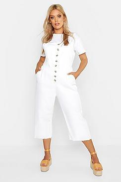 Boohoo Plus Button Down Culotte Dungaree