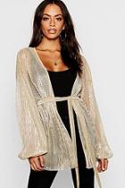 Boohoo Plus Metallic Tie Wrap Top