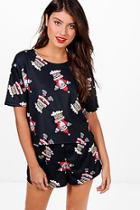 Boohoo Cerys Father Christmas Tee & Short Set