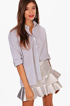 Boohoo Anna Stripe Batwing Shirt