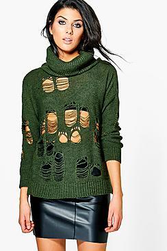 Boohoo Nicole Roll Neck Ladder Jumper