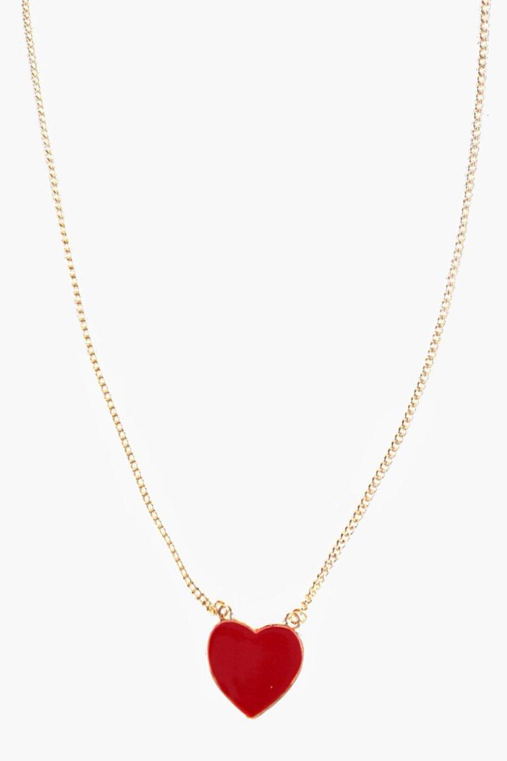 Boohoo Orla Heart Pendant Necklace Red