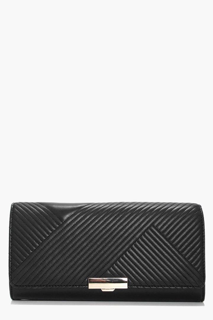 Boohoo Hannah Quilted Clutch Black