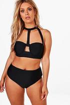 Boohoo Plus Caty Choker Strap High Waist Bikini