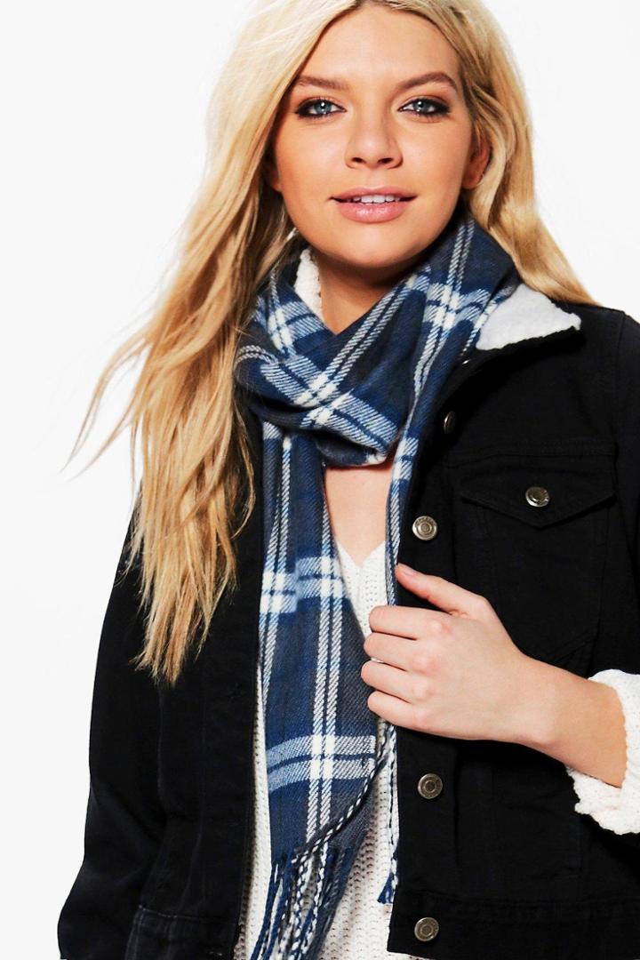 Boohoo Alex Tartan Scarf Multi