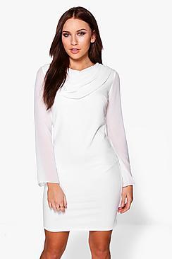 Boohoo Tatiana Drape Front Shift Dress
