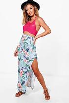 Boohoo Petite Amy Tropical Floral Maxi Skirt