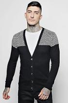 Boohoo Drop Shoulder Relaxed Checkerboard Panel Cardigan
