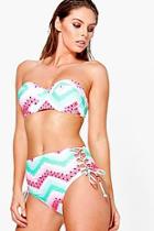 Boohoo Abigail Watermelon Lace Up Underwired Bikini