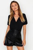 Boohoo Short Sleeve Button Through Blouse