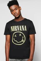 Boohoo Nirvana T Shirt With Scoop Hem Black