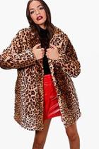 Boohoo Iris Leopard Faux Fur Coat
