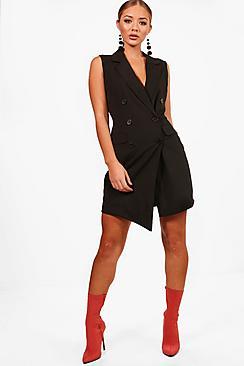Boohoo Blair Asymmetric Hem Sleeveless Blazer Dress
