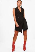 Boohoo Blair Asymmetric Hem Sleeveless Blazer Dress