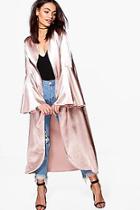 Boohoo Amelie Flare Sleeve Satin Duster