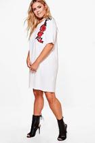 Boohoo Plus Hannah Floral Applique T-shirt Dress