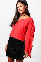 Boohoo Isha One Shoulder Ruffle Woven Top